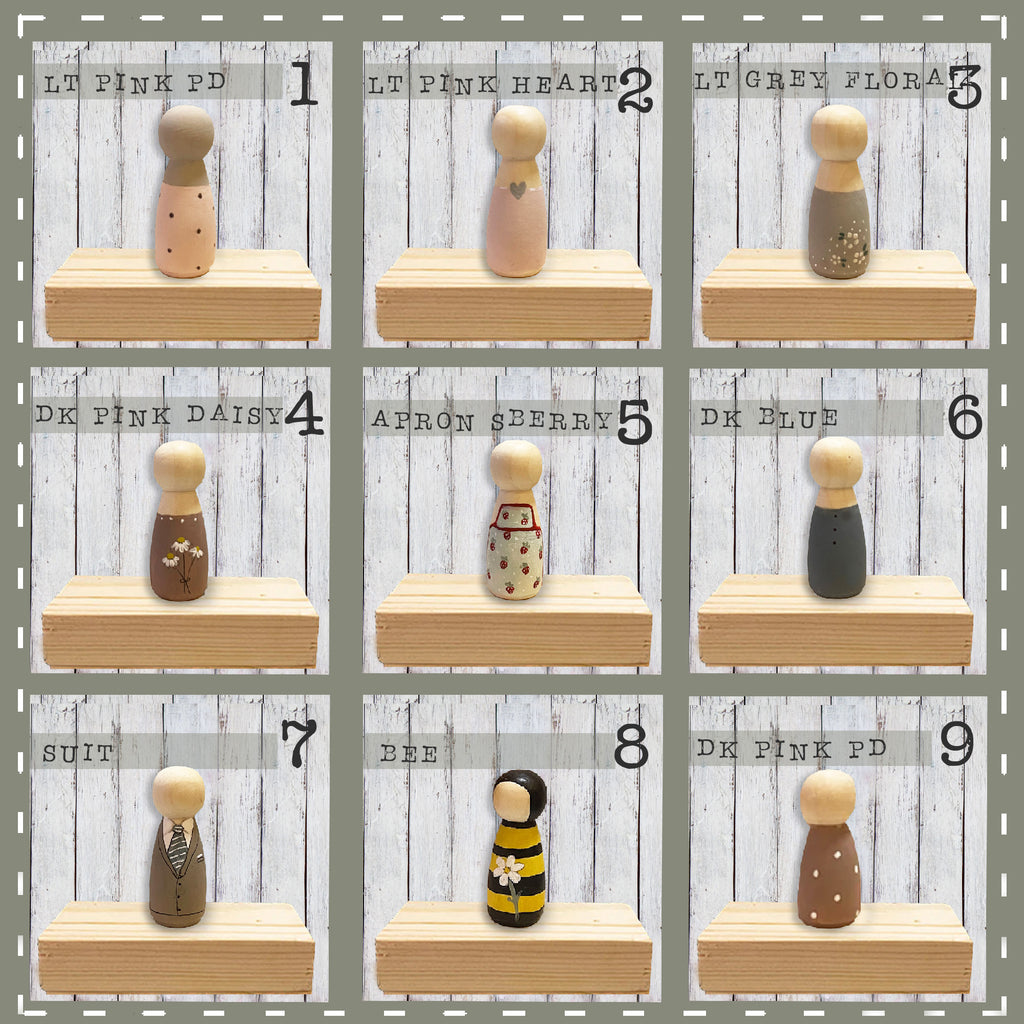 Peg Doll Scene in Long Box Frame - Family 13812