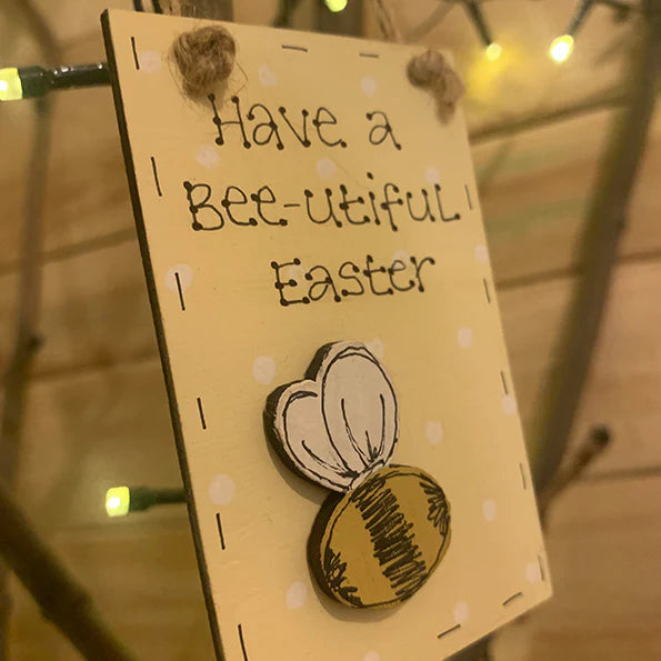 Bees & Daisies Mini Plaque - Bee/Lemon 11038