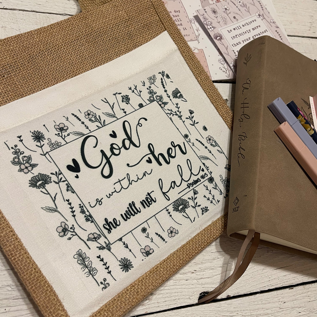Book / Bible Jute Bag - God is Within Her 14150
