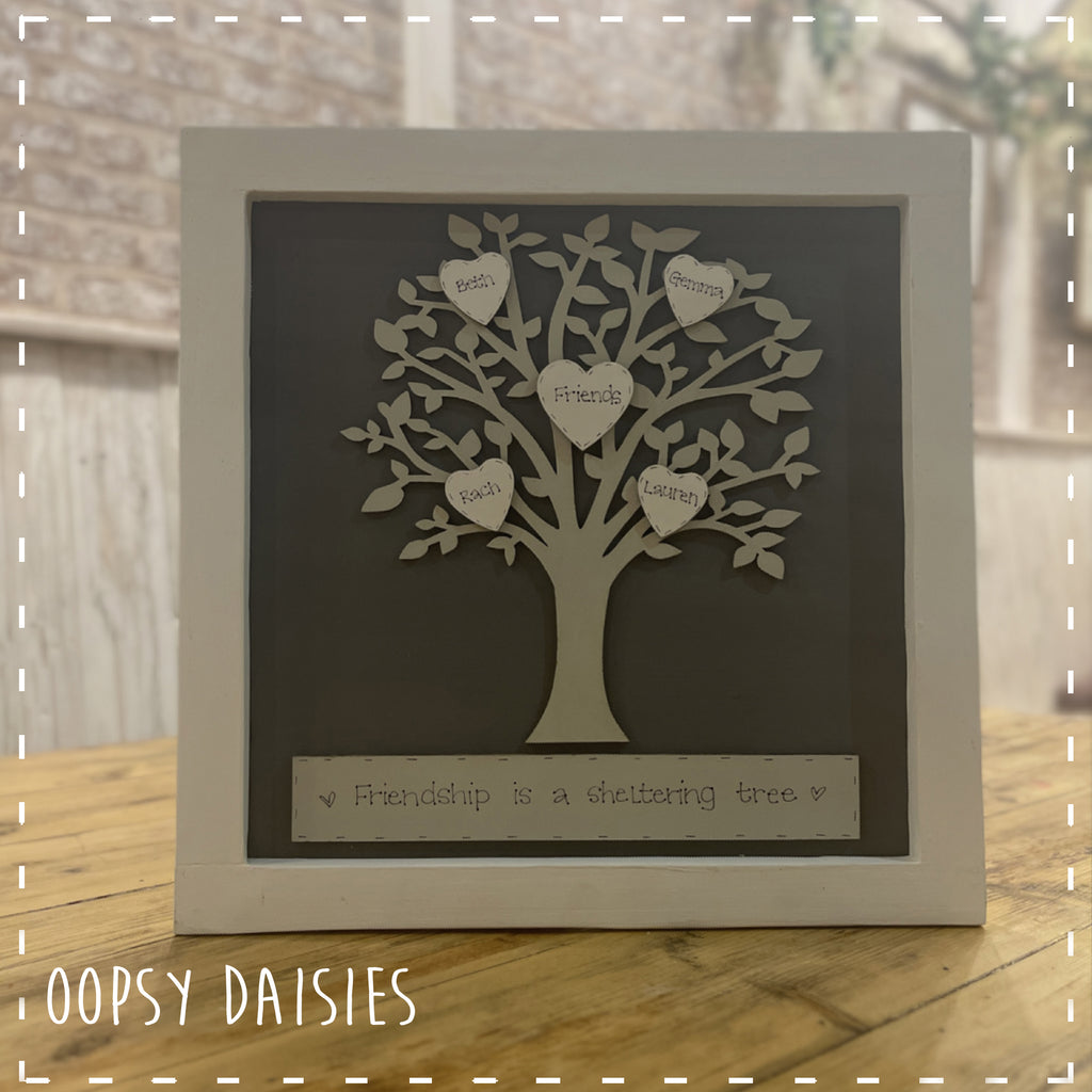 Personalised Family Tree in Square Rustic Wooden Frame 14161