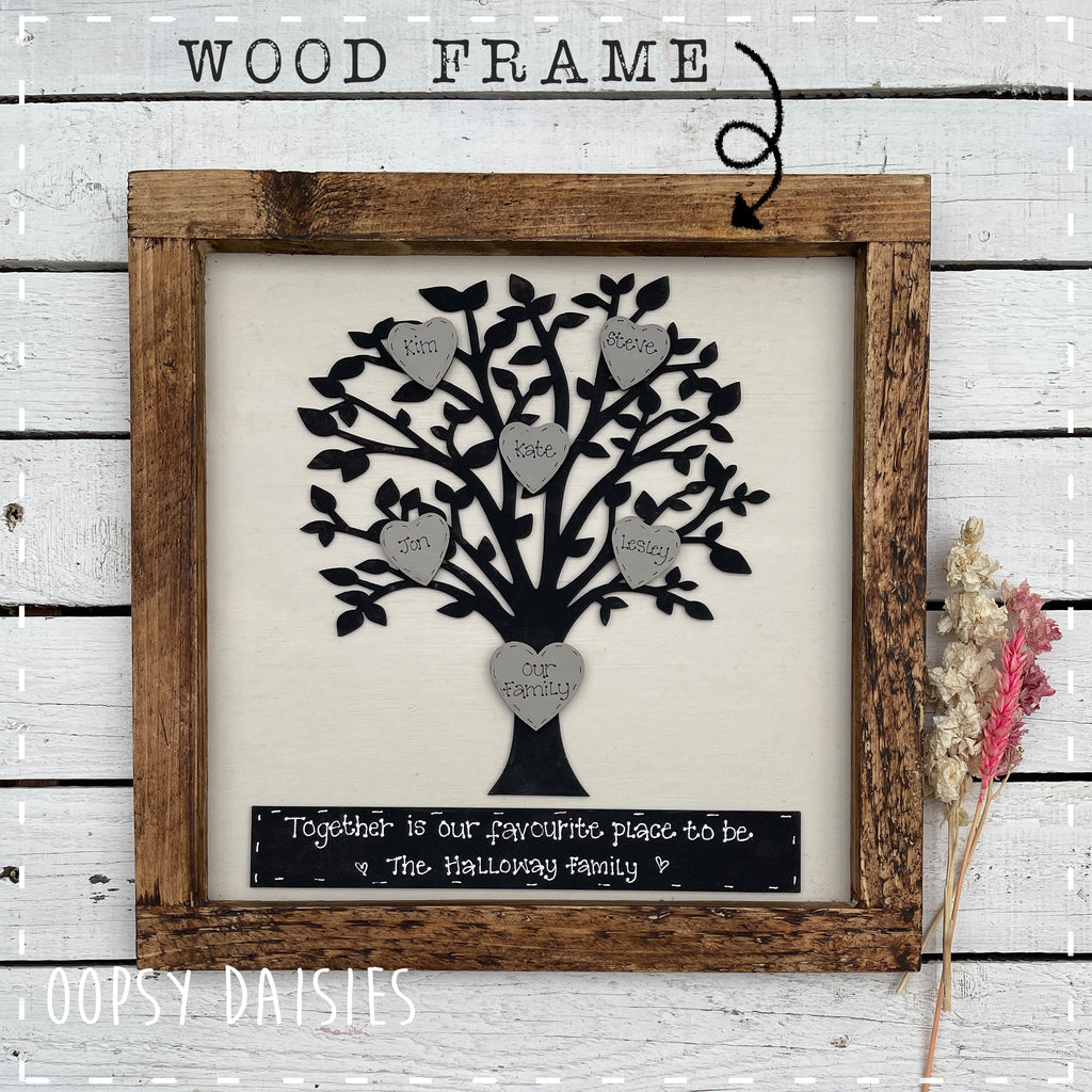 Personalised Family Tree in Square Rustic Wooden Frame 14161