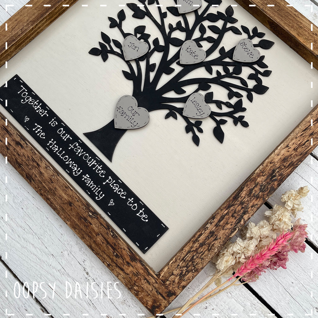 Personalised Family Tree in Square Rustic Wooden Frame 14161
