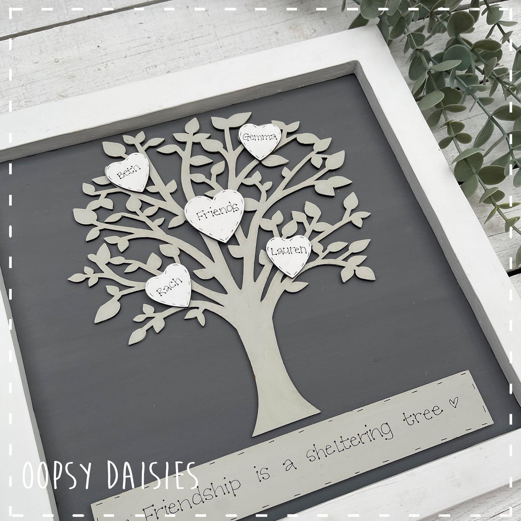 Personalised Family Tree in Square Rustic Wooden Frame 14161