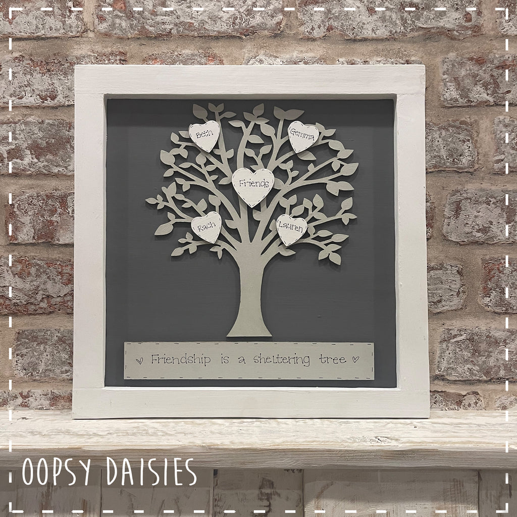 Personalised Family Tree in Square Rustic Wooden Frame 14161