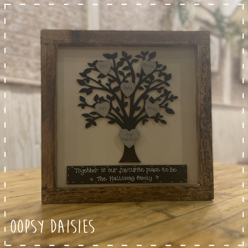 Personalised Family Tree in Square Rustic Wooden Frame 14161