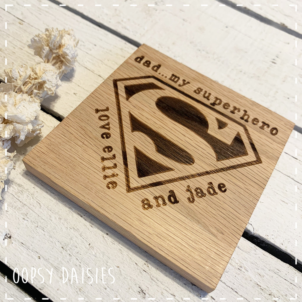 Personalised Coaster Sq Wooden - Superhero 14262