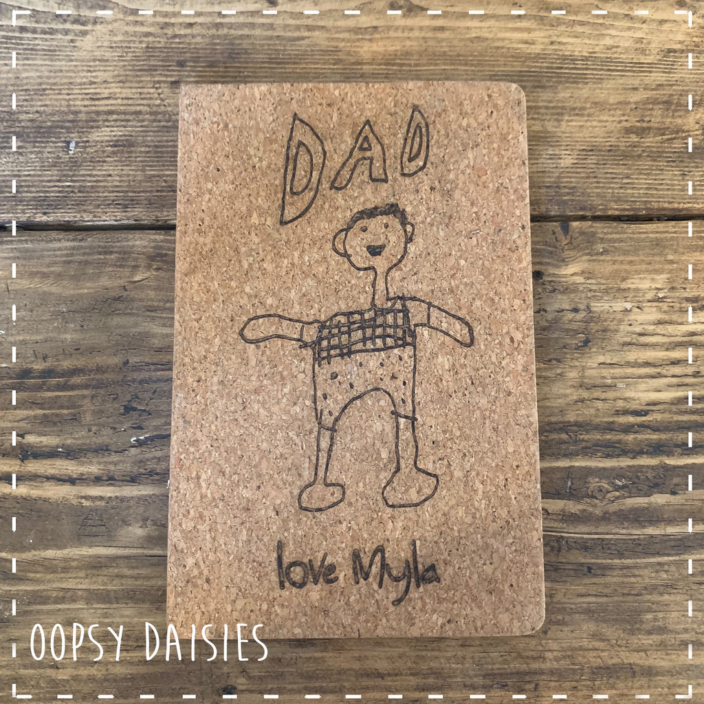 Notebook A5 Cork - Engraved with your Child's Drawing 14265