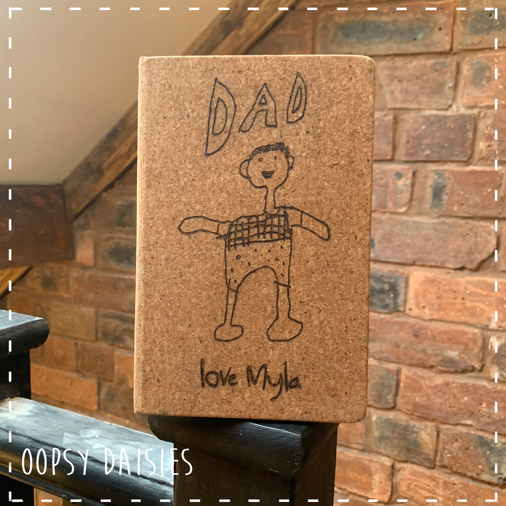 Notebook A5 Cork - Engraved with your Child's Drawing 14265