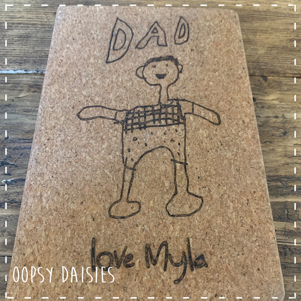 Notebook A5 Cork - Engraved with your Child's Drawing 14265