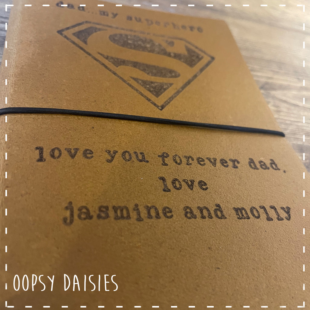 Personalised Recycled Leather Notebook A5 - Superhero 14266