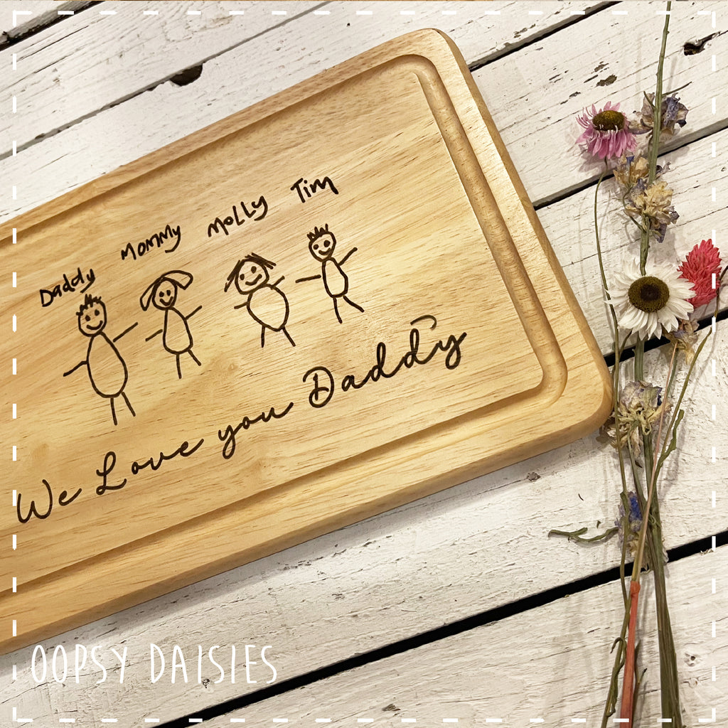 Chopping Board Sm with Ridge - Personalised with Child's Drawing 14271