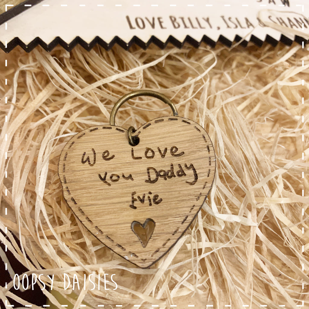 Heart Keyring with Personalised Child's Writing 14280