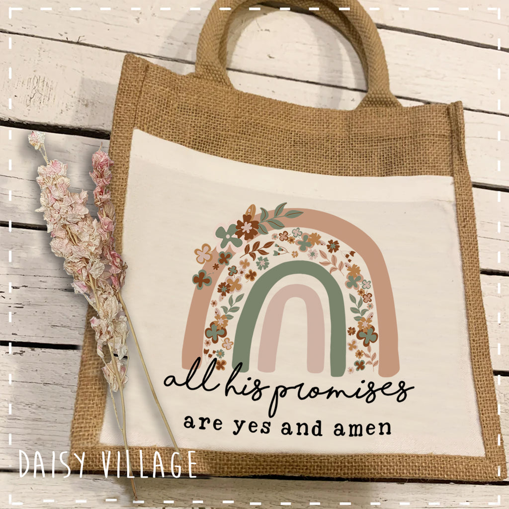 Book / Bible Jute Bag - Rainbow: All His Promises 14471