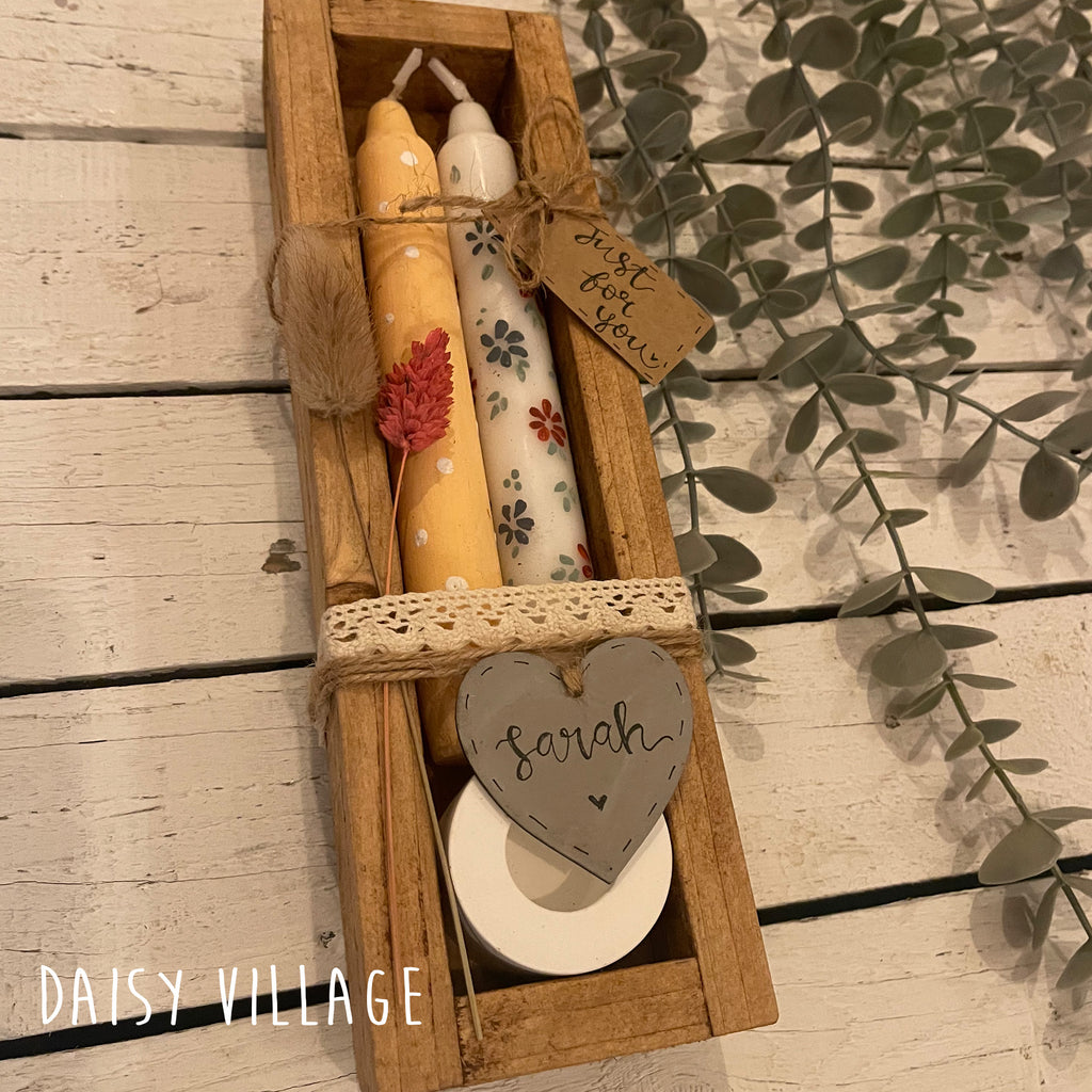 Hand Painted Floral Candle Gift Set 14474