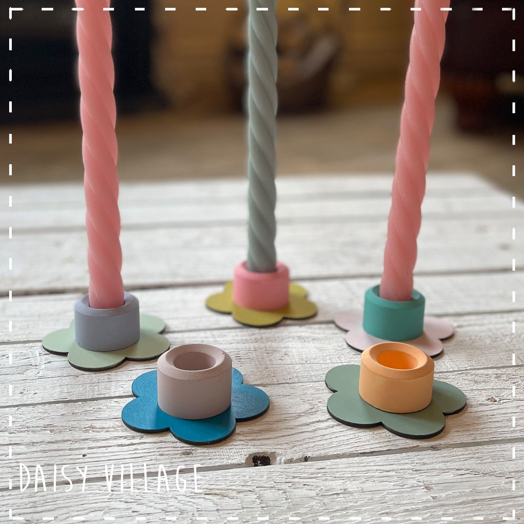 Hand Painted Flower Candle Stick Holder 14476