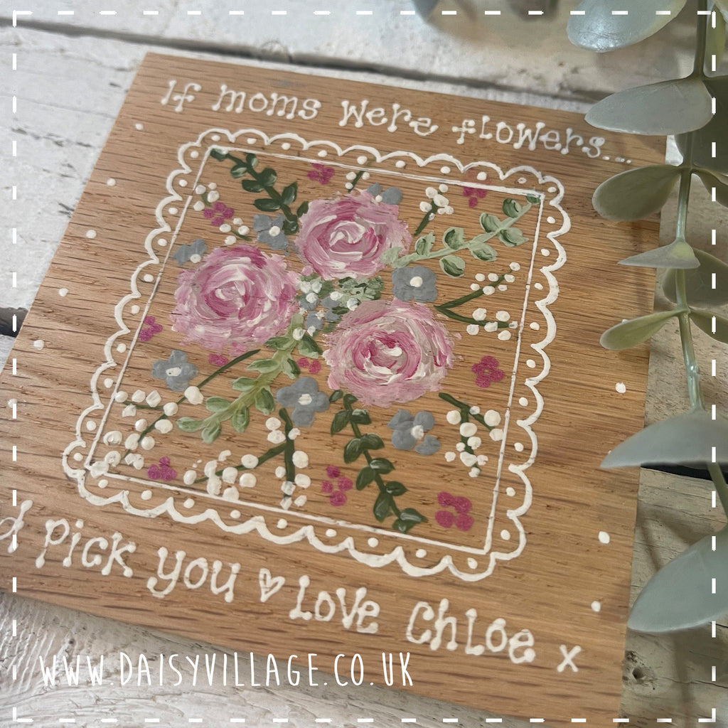 Coaster Wooden Personalised - Roses 14501