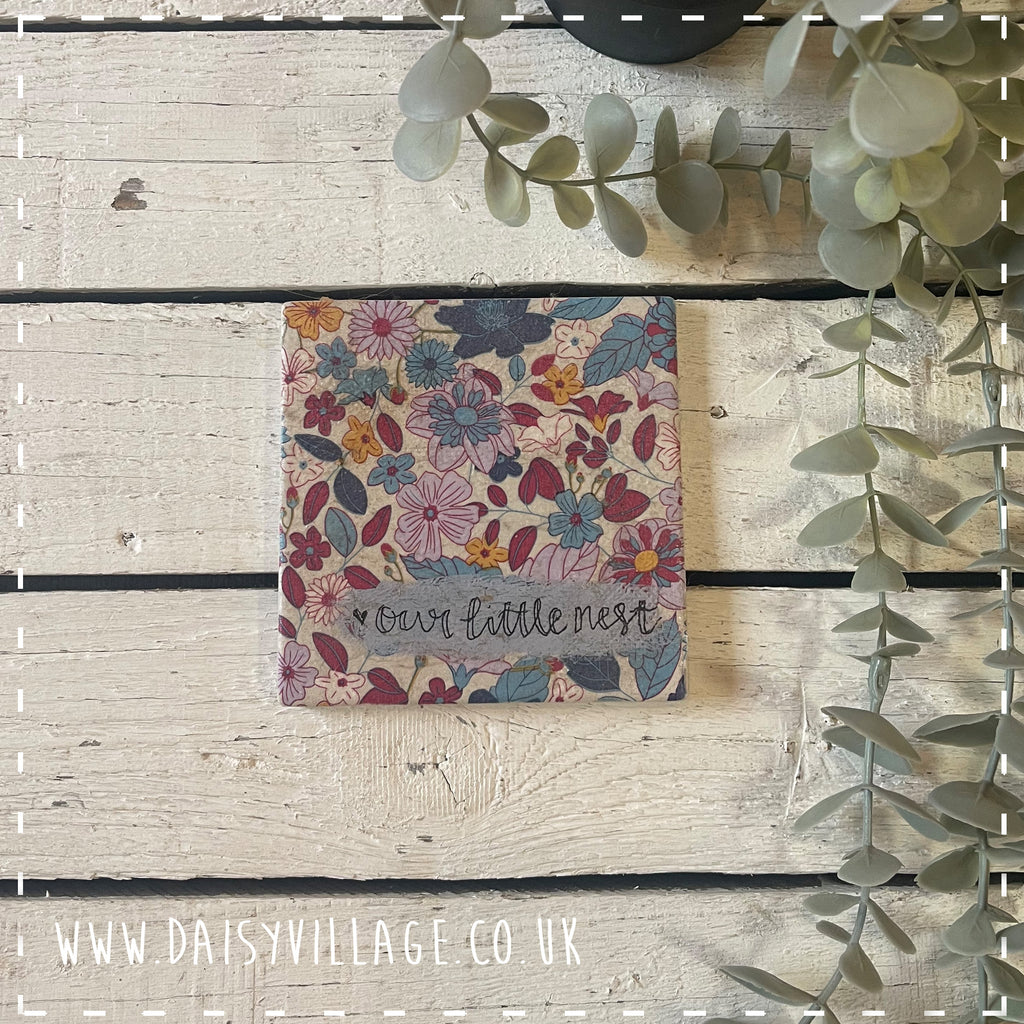 Coaster Ceramic Personalised - Blue/Lilac Flowers 14503