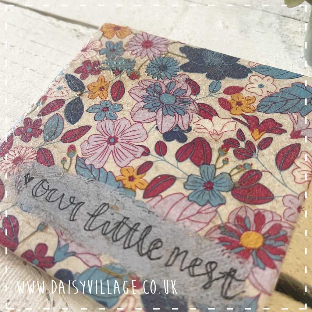 Coaster Ceramic Personalised - Blue/Lilac Flowers 14503