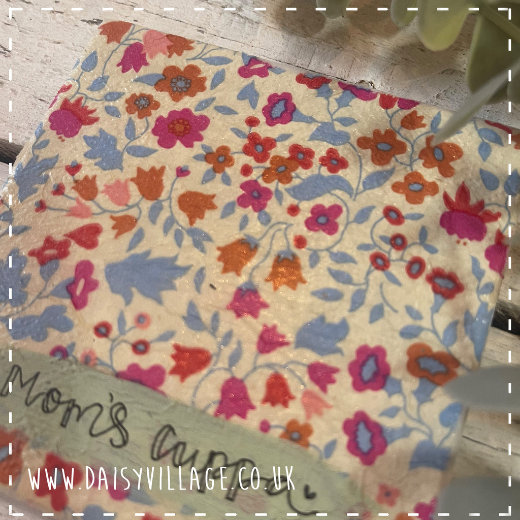 Coaster Ceramic Personalised - Pink/Orange Flowers 14504