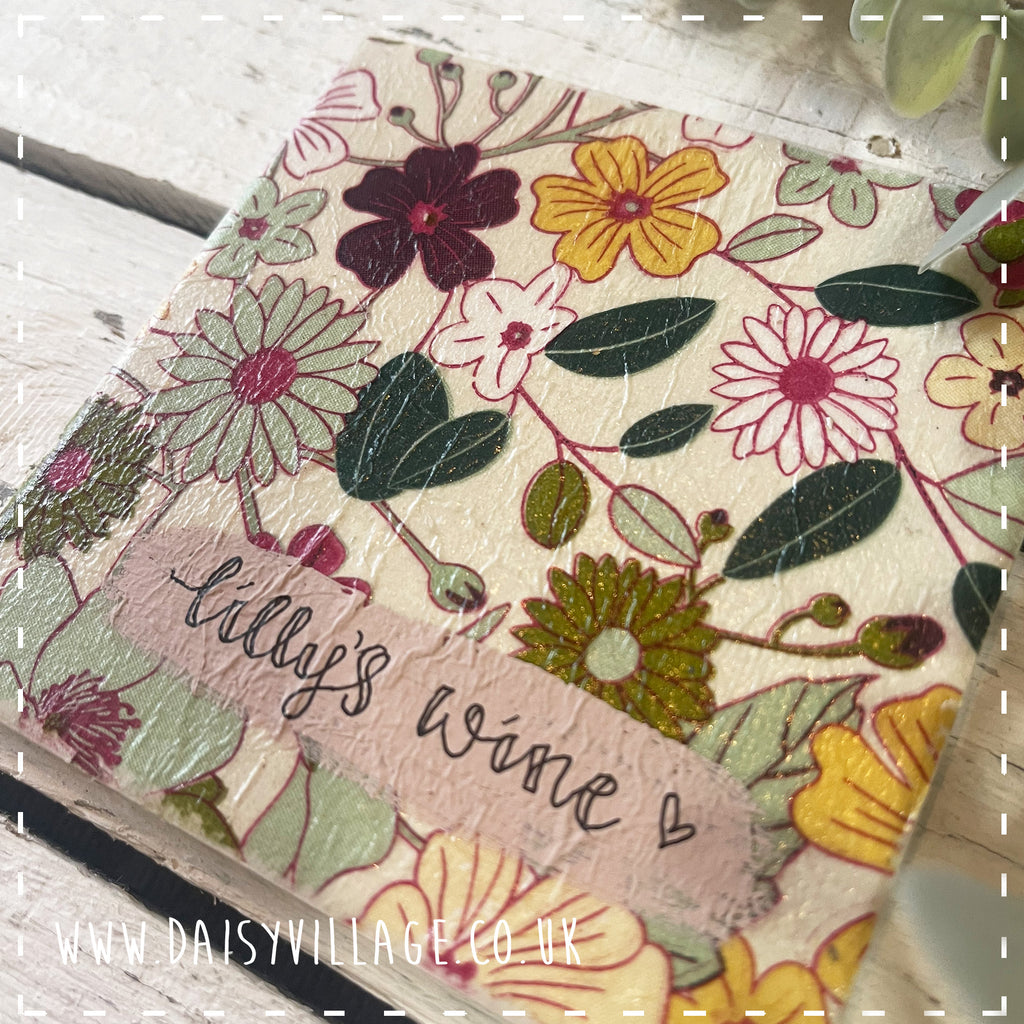 Coaster Ceramic Personalised - Mustard/Green Flowers 14505