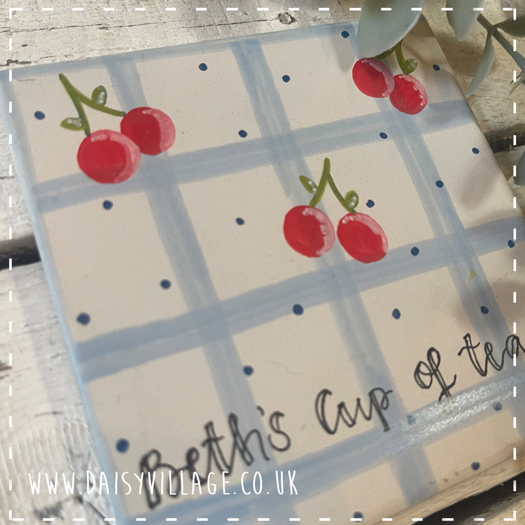 Coaster Ceramic Personalised - Cherries 14506