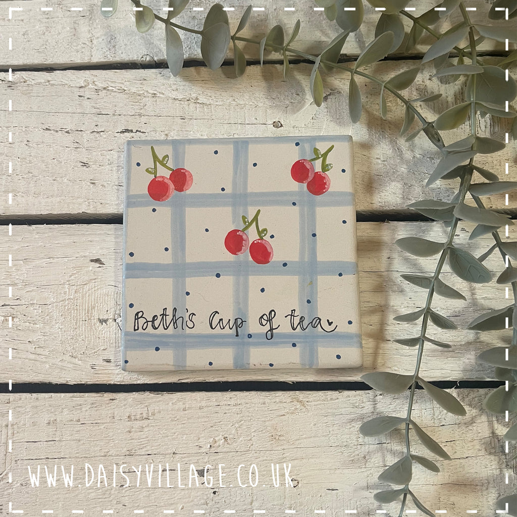 Coaster Ceramic Personalised - Cherries 14506