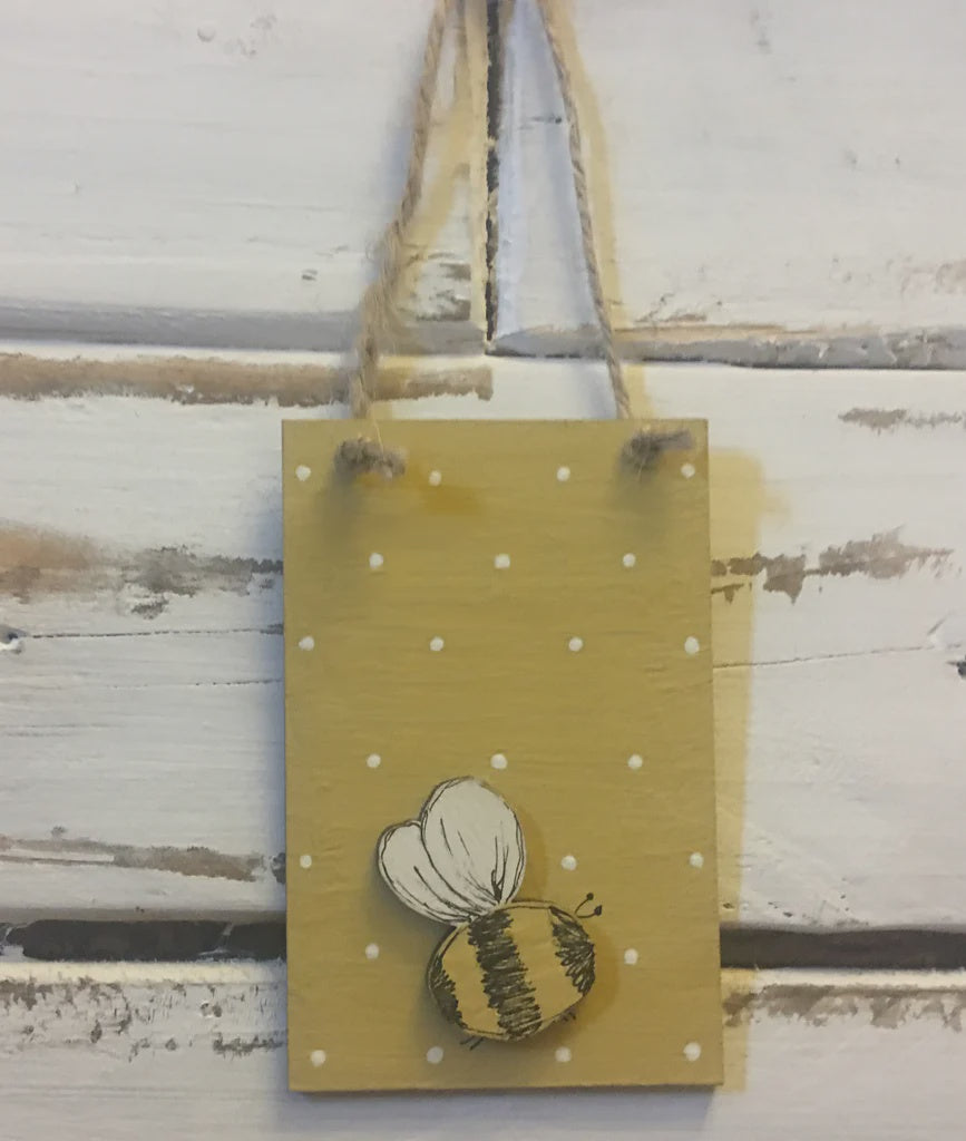 Bees & Daisies Mini Plaque - Bee/Mustard 8622