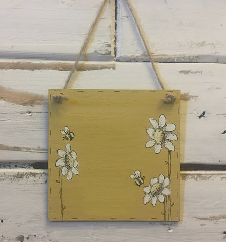 Bees & Daisies Mini Square Plaque - Daisies 8630