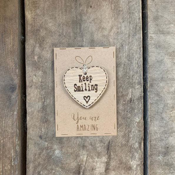 Handmade Little Sentiment Heart & Card - Keep Smiling 10007