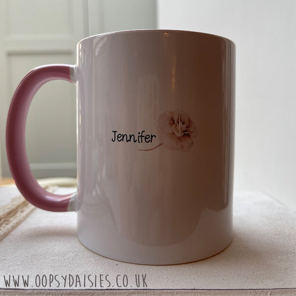 Floral Wreath Mug with Pink Handle - Stand Before Anyone 12148