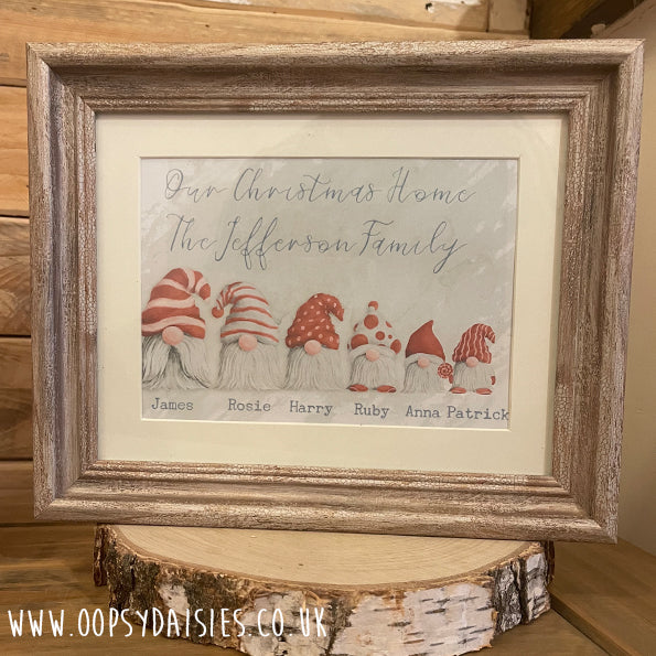 Personalised Christmas Gnome Family Print 12202