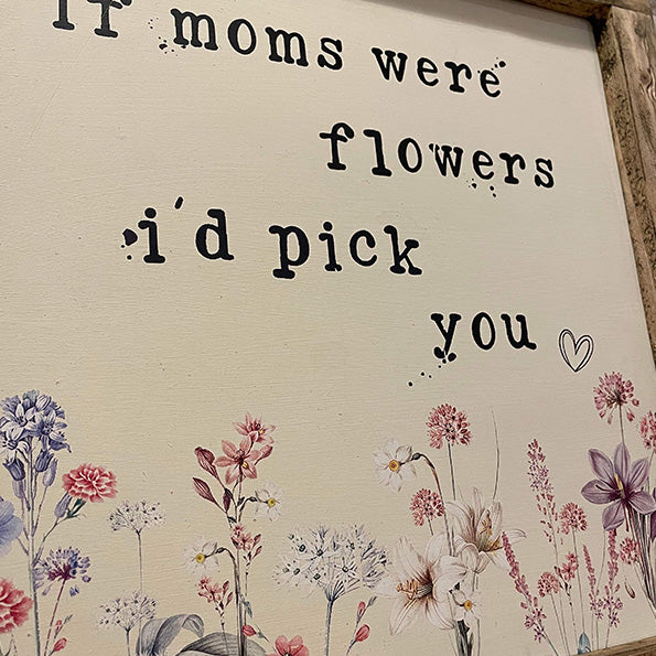 Handmade Rustic Vintage Flowers Sign Lg - Moms Flowers 12718