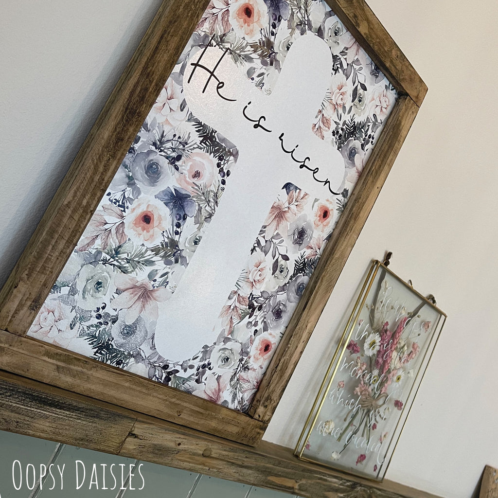 Handmade Rustic Sign Lg (A3) - He is Risen 12832