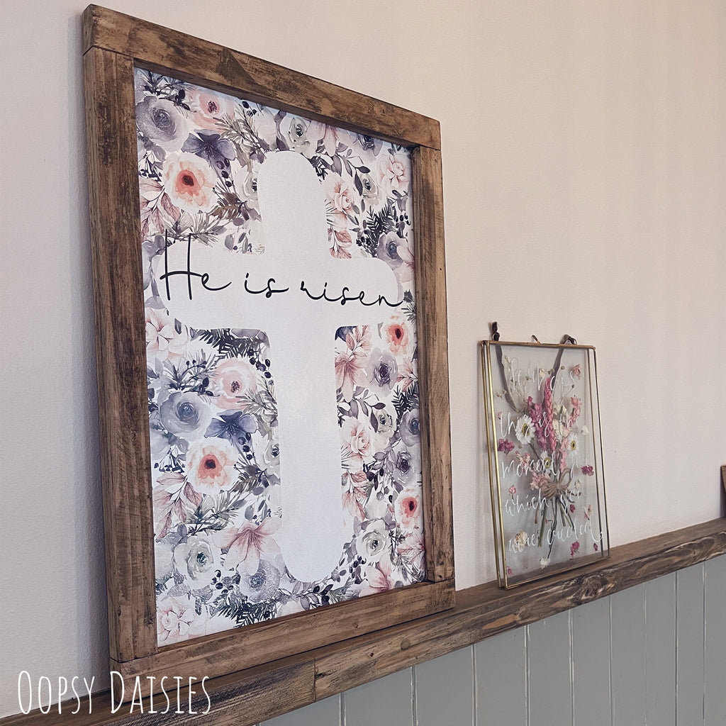 Handmade Rustic Sign Lg (A3) - He is Risen 12832