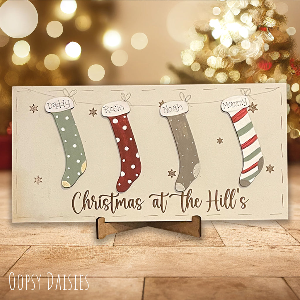 personalised Family Christmas Stocking Plaque 13559