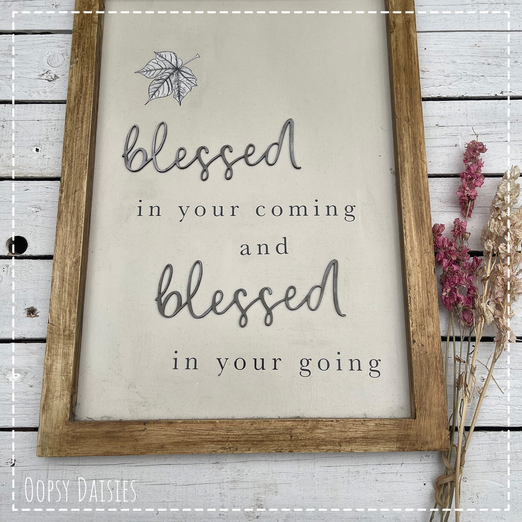 Handmade Rustic Sign Long Lg - Blessed 13734