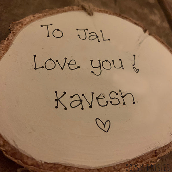 Handmade Wooden Log Slice - I Love Mooo 10833