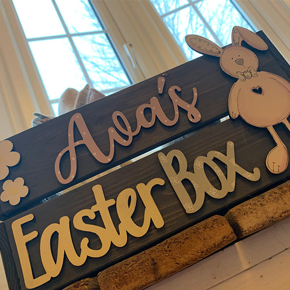 Personalised Easter Crate with Bunny Plaque - Pink 8770
