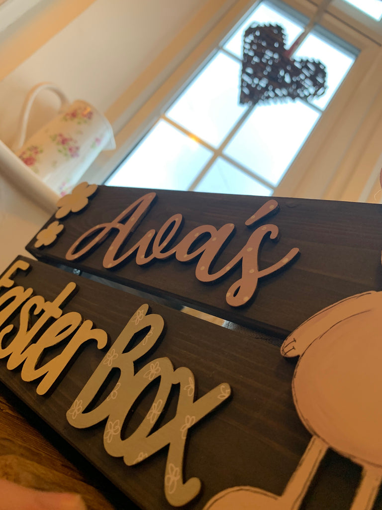 Personalised Easter Crate with Bunny Plaque - Pink 8770