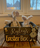 Personalised Easter Crate with Bunny Plaque - Blue 8771