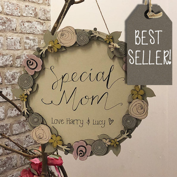 Round Layered Plaque with Floral Border - BLANK 9044