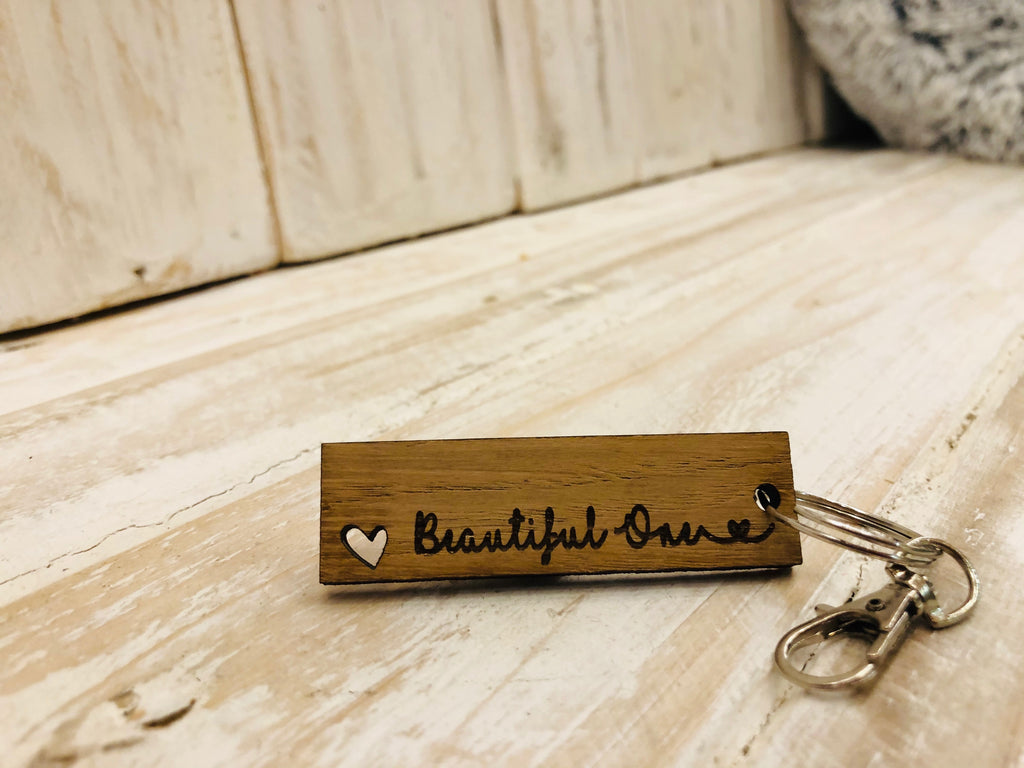 Keyring Tag with Heart - Beautiful One 9048
