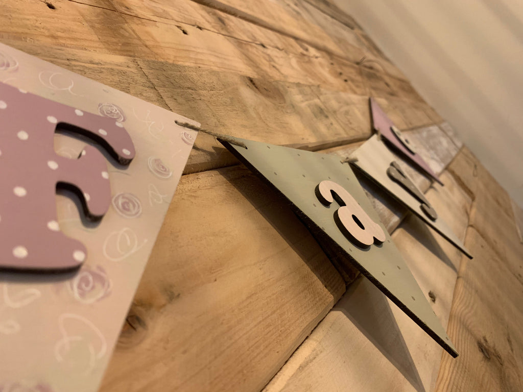 Handmade Wooden Bunting - Pinks 9863
