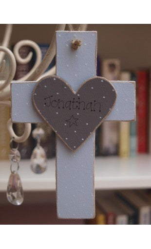 Personalised Wooden Cross - Blue 8503