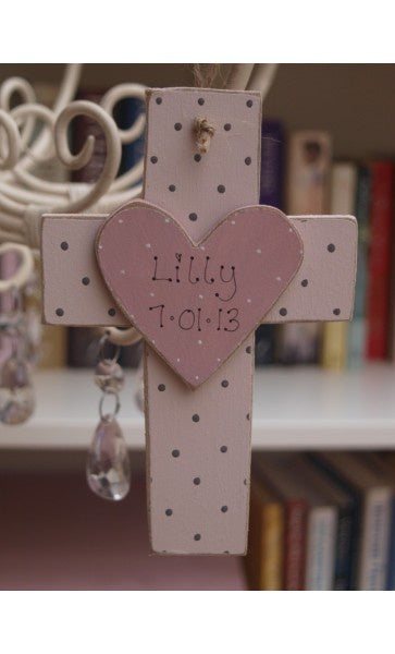 Personalised Wooden Cross - Pink 8502