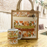 Book / Bible Jute Bag Retro Flower Print - She who Kneels 14255