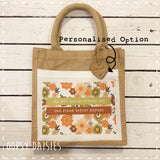 Book / Bible Jute Bag Retro Flower Print - She who Kneels 14255