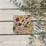 Coaster Ceramic Personalised - Mustard/Green Flowers 14505