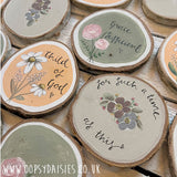 Log Slice Plaque - Roses / Green 13043