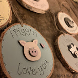 Handmade Wooden Log Slice - Bunny Happy Easter 10829